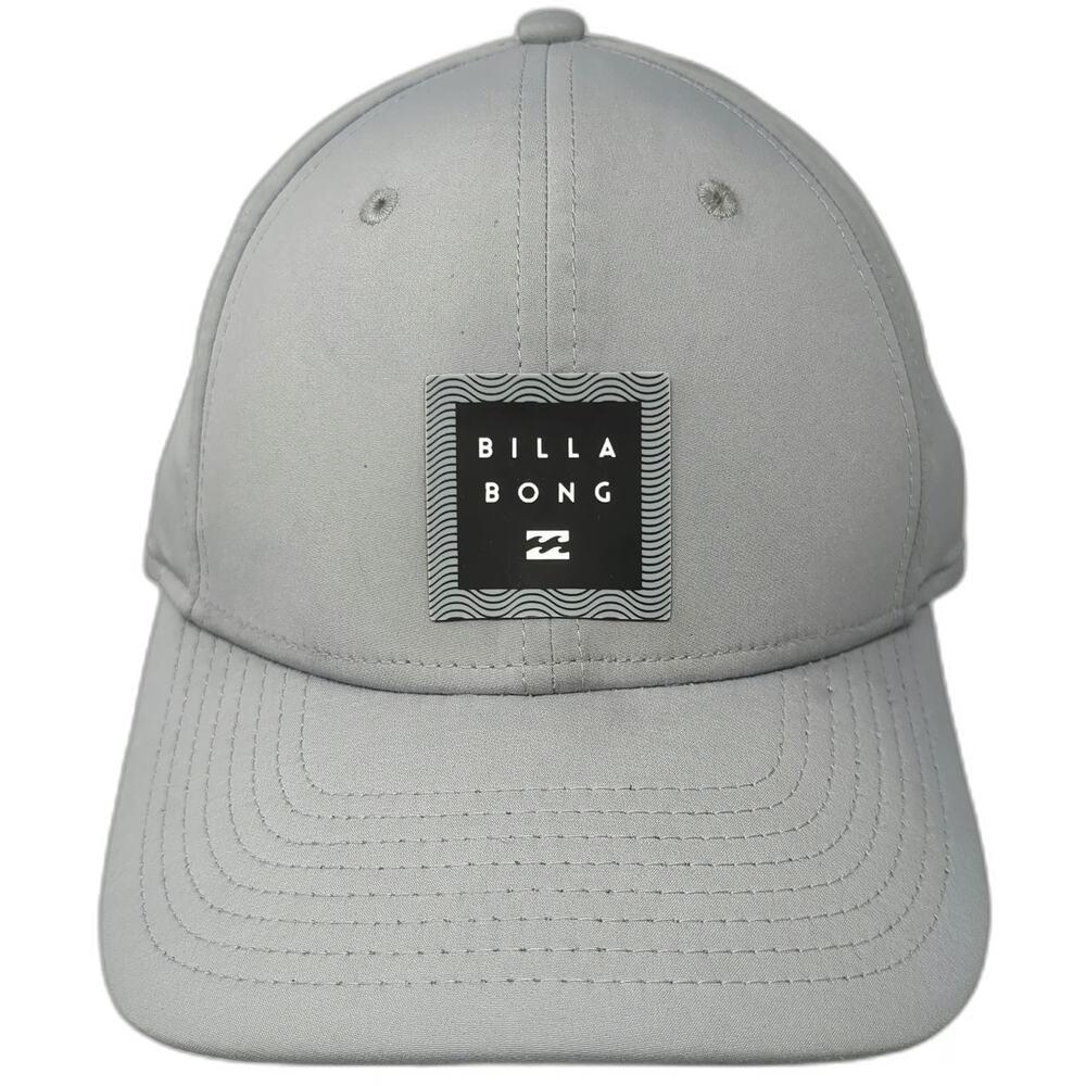 Billabong Baseball Cap Gray M Fitted Front Patch Wave Logo Curved Brim Sport Hat